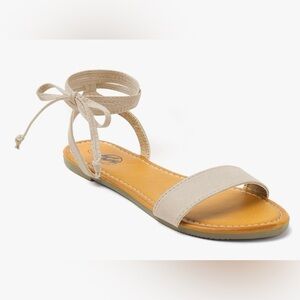 Trary Lace Up, Open Toe Strappy, Tie up Ankle Wrap Flat Summer Sandals Size 7.5